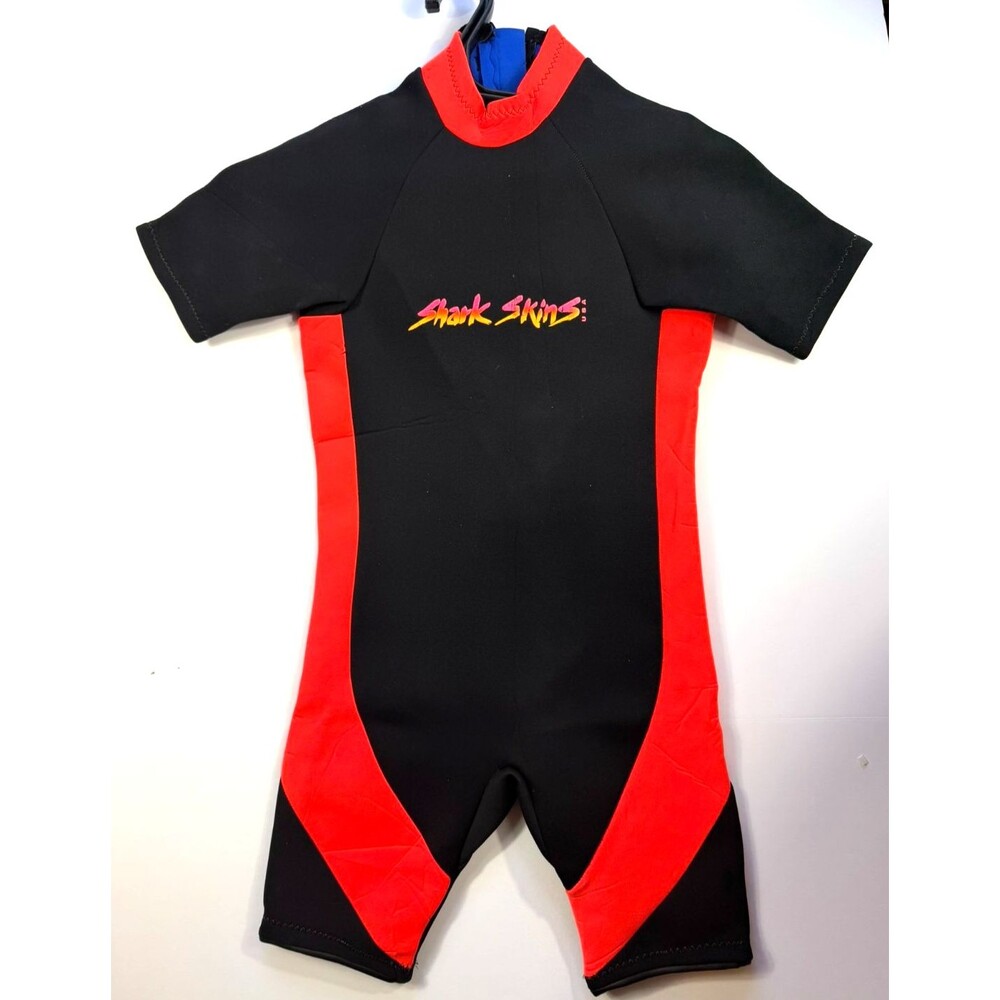 Vintage Shark Skins Wetsuit Shorty USA Large Black and Coral Sports Products 3mm